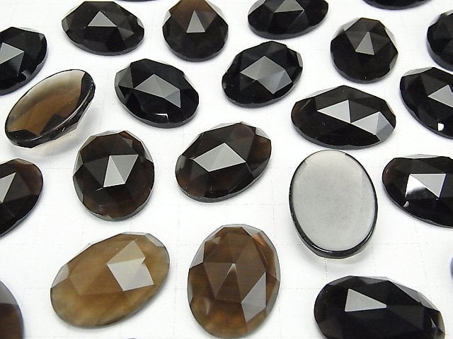 Rauchquarz AAA Oval Rose Cut 25x18mm 1 Stück