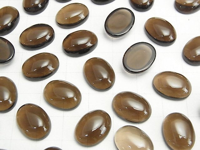 Rauchquarz AAA ovaler Cabochon 16x12mm 2 Stück