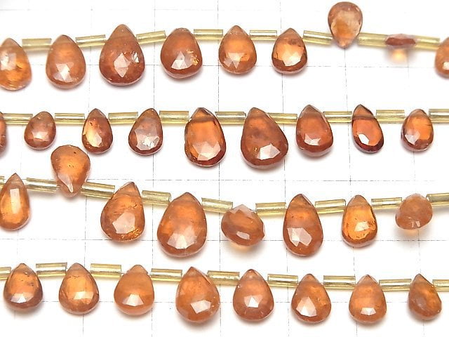 Hochwertiger Hessonit Granat AAA- Tropfenform Facettierte Briolette 1 Strang Perlen (ca. 7 Zoll / 18 cm)