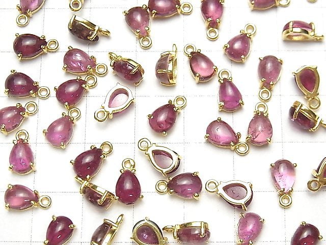 Hochwertiger rosa Turmalin AA++ Zargenfassung Birnenform 7x5mm 18KGP 2 Stück