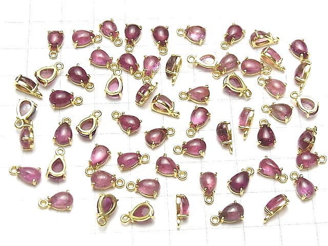 Hochwertiger rosa Turmalin AA++ Zargenfassung Birnenform 7x5mm 18KGP 2 Stück