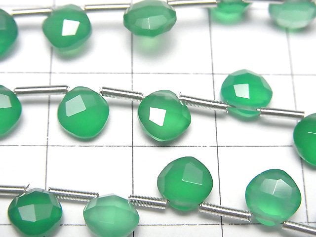 High Quality Green Onyx AAA Diamond Shape (Cushion Cut) 7x7mm 1strand (18pcs)