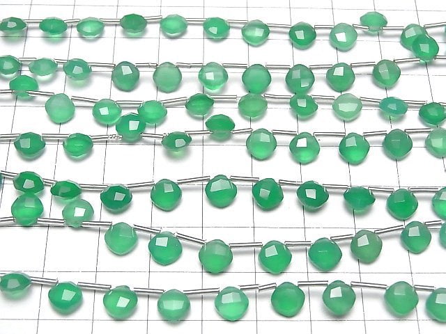 Hochwertiger grüner Onyx AAA Diamantform (Kissen-Schliff) 7x7mm 1Strang Perlen (18Stück)