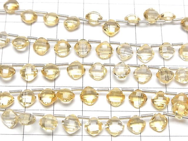 Hochwertiger Citrin AAA Diamantform (Kissen-Schliff) 7x7mm 1Strang Perlen (18Stück)