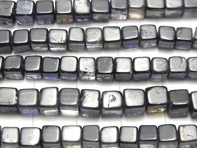 Iolite AA+ Cube 4x4mm half or 1strand beads (aprx.15inch / 38cm)