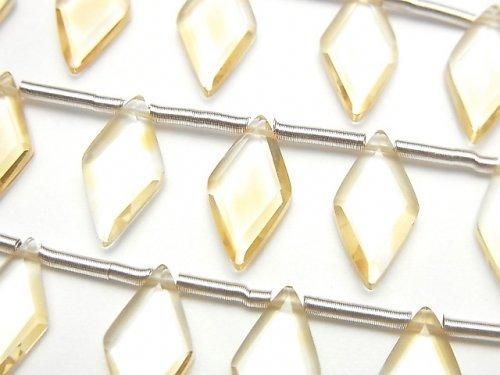 高品質的黃水晶 AAA 刻面鑽石形 14x7mm 串珠 (8顆)