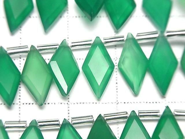 High Quality Green Onyx AAA Diamond Shape 14x7mm Half or 1 Strand (18pcs)