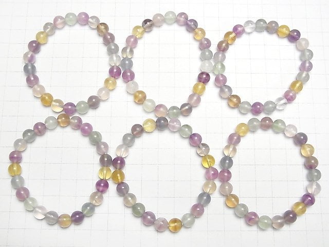 Multicolor Fluorit AA+ Rund 8mm Armband