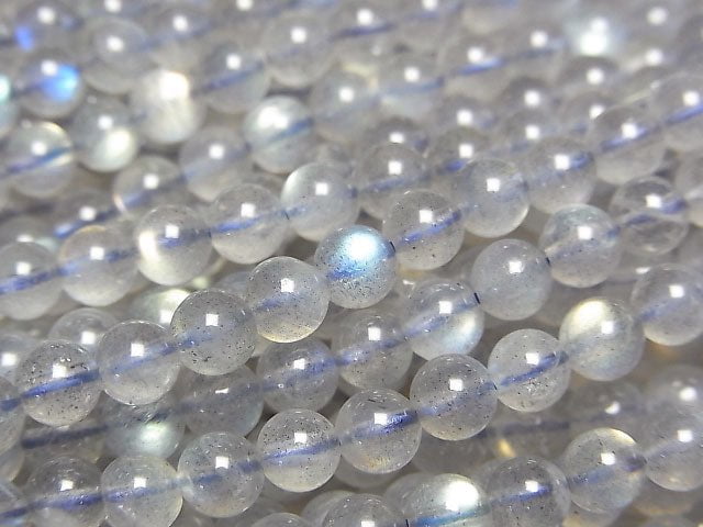 高品質拉長石 AAA 級 - 圓形 4mm 串珠 (約15英吋/38公分)