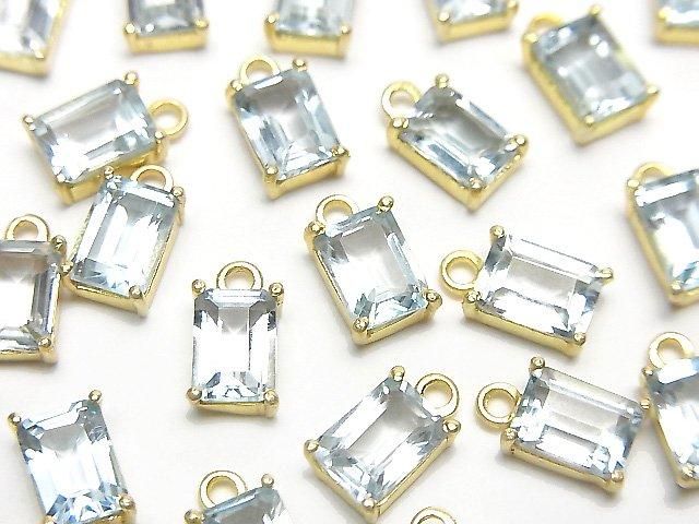 High Quality Sky Blue Topaz AAA Bezel Setting Rectangle Faceted 7x5mm 18KGP 1pc