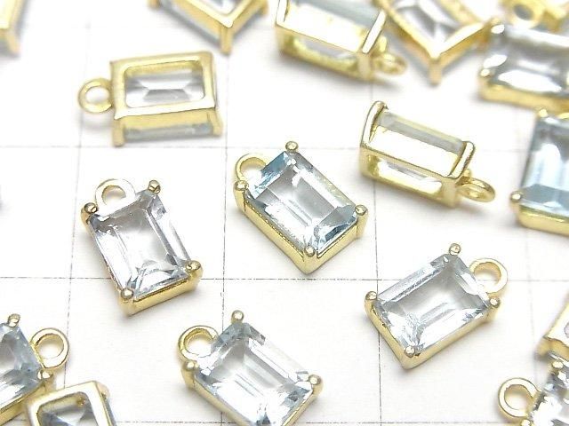 High Quality Sky Blue Topaz AAA Bezel Setting Rectangle Faceted 7x5mm 18KGP 1pc