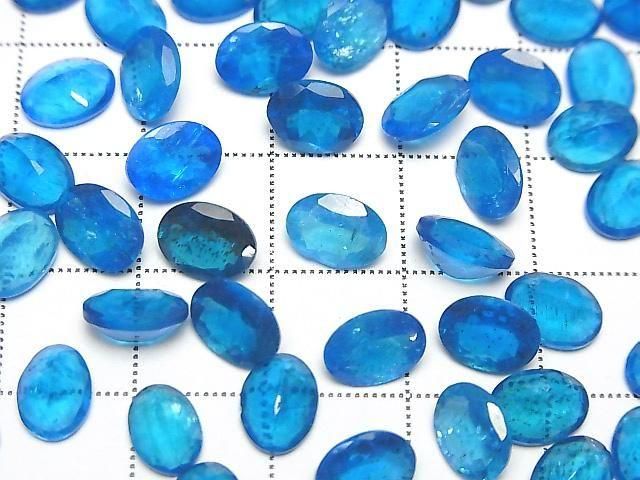 Hochwertiger Neonblauer Apatit AAA lose Steine oval facettiert 8x6mm 1 Stück
