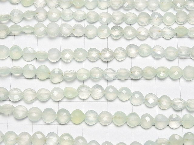 Hellgrüner Chalcedon AAA Vertikales Loch Herzschnitt 6x6mm 1Strang Perlen (ca. 6 Zoll / 16 cm)