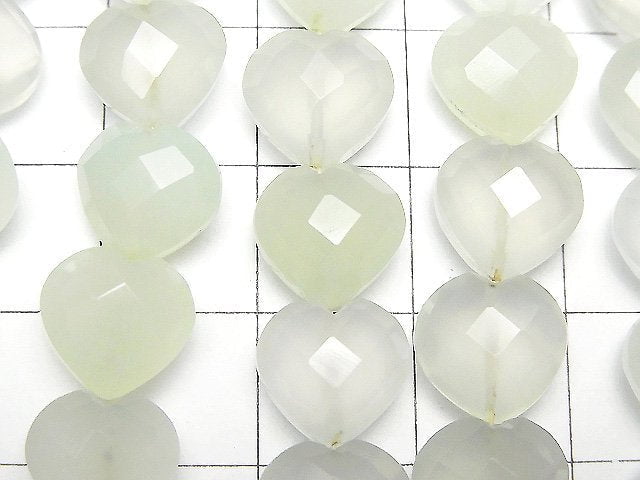 Light Green Chalcedony AAA Vertical Hole Heart cut 10x10mm half or 1strand beads (aprx.6inch / 16cm)