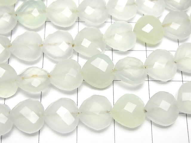 Hellgrüner Chalcedon AAA Vertikales Loch Herzschnitt 10x10mm halb oder 1Strang Perlen (ca. 6 Zoll / 16 cm)