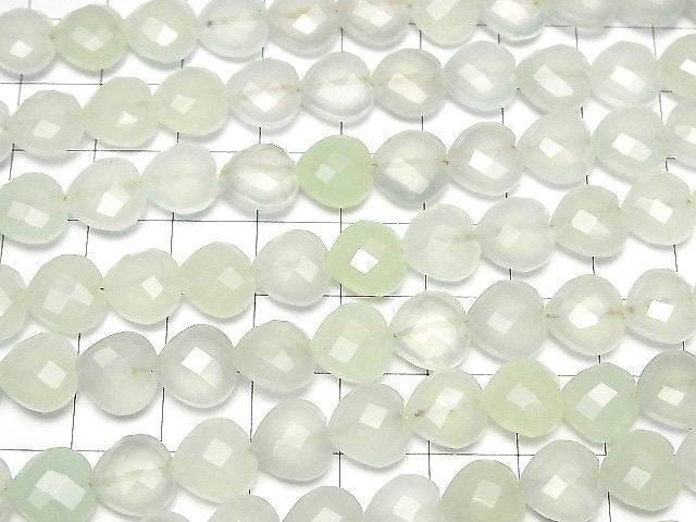 Hellgrüner Chalcedon AAA Vertikales Loch Herzschnitt 10x10mm halb oder 1Strang Perlen (ca. 6 Zoll / 16 cm)