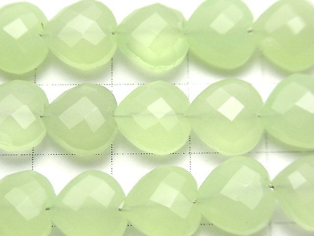 Light Green Chalcedony AAA Vertical Hole Heart cut 10x10mm half or 1strand beads (aprx.6inch / 16cm)
