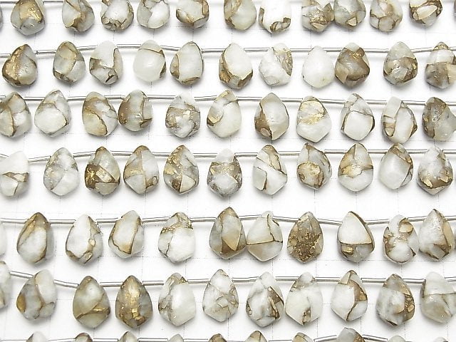 Kupferkalzit AAA Deformation Marquise (Glatt) 12x8mm halb oder 1Strang Perlen (18 Stück)