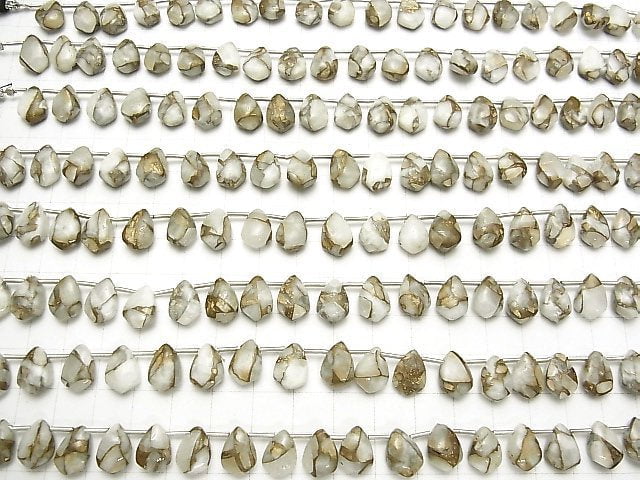Kupferkalzit AAA Deformation Marquise (Glatt) 12x8mm halb oder 1Strang Perlen (18 Stück)