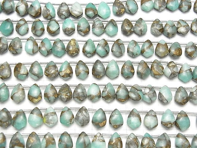 Kupferamazonit AAA Deformation Marquise (Glatt) 12x8mm halb oder 1Strang Perlen (18 Stück)