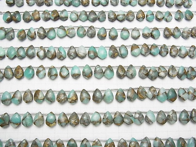 Kupferamazonit AAA Deformation Marquise (Glatt) 12x8mm halb oder 1Strang Perlen (18 Stück)