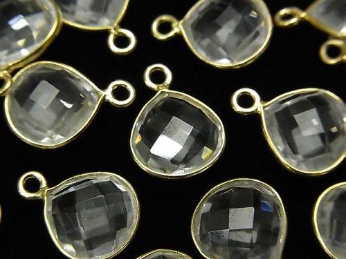 高品質水晶 AAA 爪鑲栗子形 11x11mm 18KGP 2個