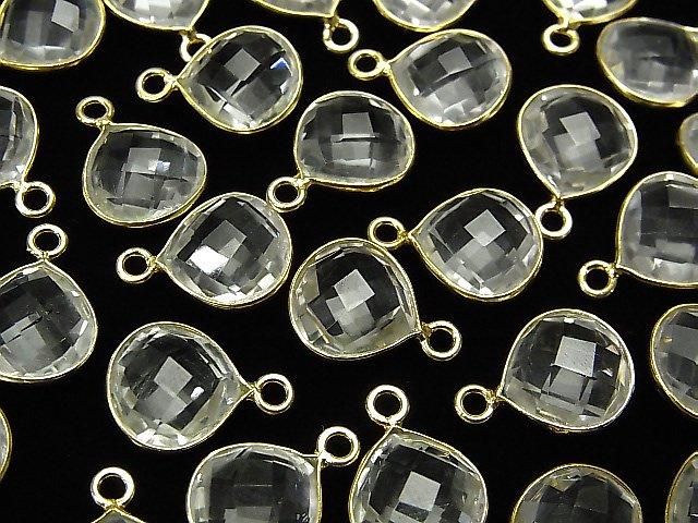 高品質水晶 AAA 爪鑲栗子形 11x11mm 18KGP 2個