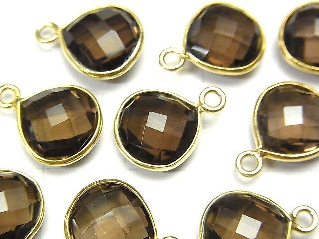 高品質煙晶 AAA 包鑲栗子形 11x11mm 18KGP 2個