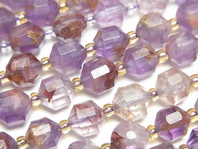 Garden Amethyst AAA- Double Point Faceted Tube 8x7mm half or 1strand beads (aprx.15inch/36cm)