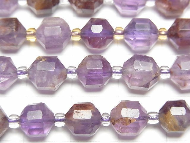 Garden Amethyst AAA- Double Point Faceted Tube 8x7mm half or 1strand beads (aprx.15inch/36cm)