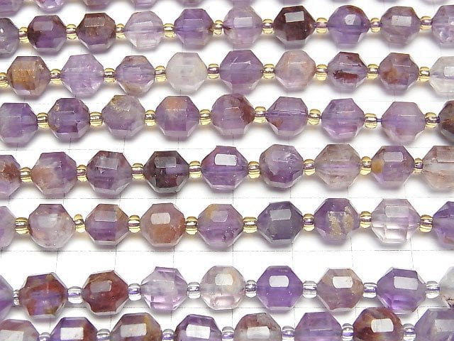 Garten-Amethyst AAA- Doppelspitzen-facettierte Röhre 8x7mm halb oder 1 Strang Perlen (ca. 15 Zoll / 36 cm)