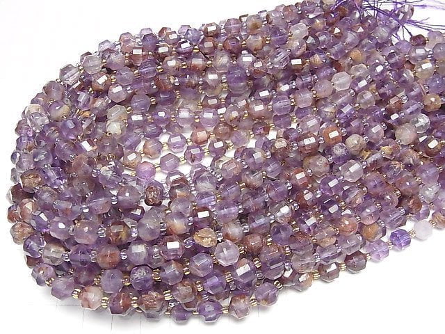 Garten-Amethyst AAA- Doppelspitzen-facettierte Röhre 8x7mm halb oder 1 Strang Perlen (ca. 15 Zoll / 36 cm)