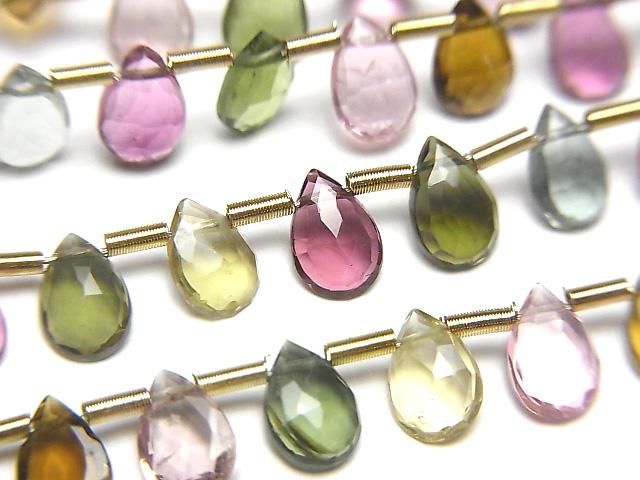High Quality Multicolor Tourmaline AAA Pear Shape Rose Cut 6x4mm half or 1strand (36pcs)