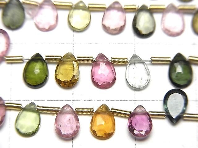 High Quality Multicolor Tourmaline AAA Pear Shape Rose Cut 6x4mm half or 1strand (36pcs)