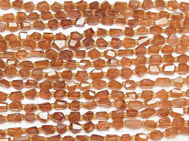 Hochwertiger Hessonit-Garnet AA++ facettierter Nugget 1 Strang Perlen (ca. 9 Zoll / 24 cm)