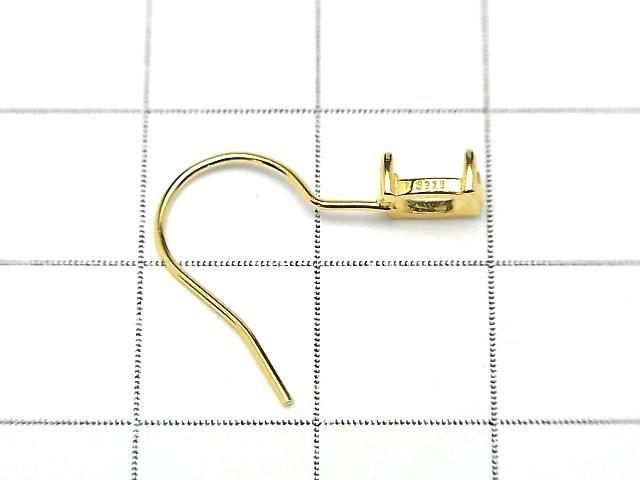 925純銀耳鉤底座 (爪鑲) 橢圓形 6x4mm 18KGP 1對