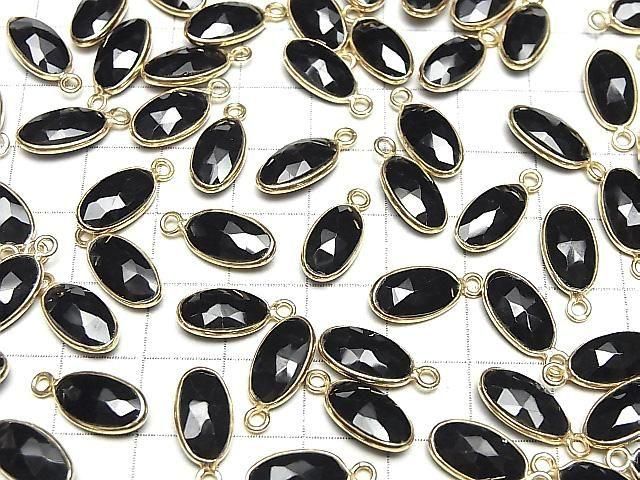 Hochwertiger schwarzer Spinell AAA Fassung facettierte ovale 12x7mm 18KGP 2 Stück
