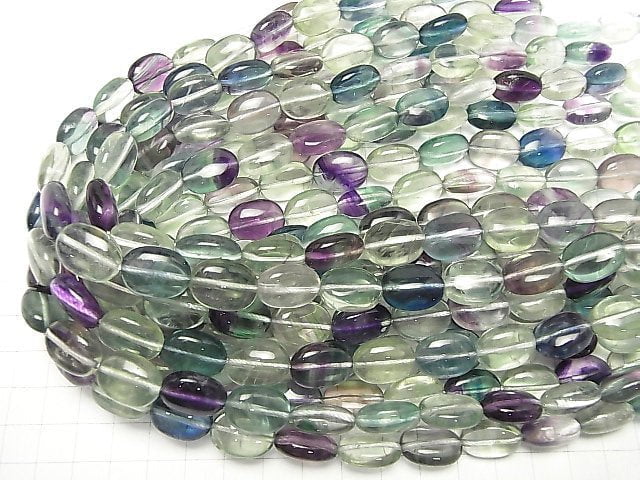 Multicolor Fluorit AA++ oval 16x12mm halb oder 1 Strang Perlen (ca. 15 Zoll / 37 cm)