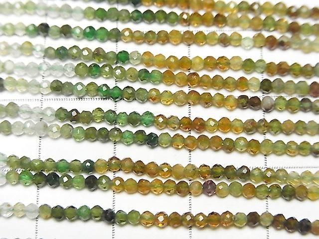 Haute qualité ! Tourmaline Vert-Brun AAA-Ronde facettée 2mm 1 brin de perles (environ 15 pouces/37 cm)