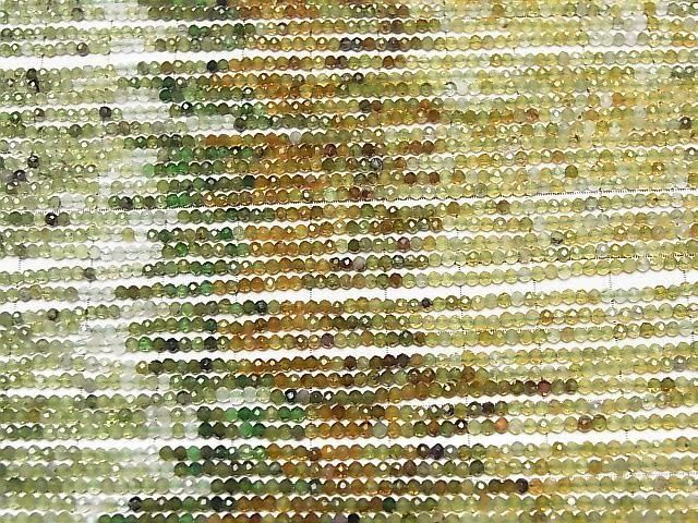 Haute qualité ! Tourmaline Vert-Brun AAA-Ronde facettée 2mm 1 brin de perles (environ 15 pouces/37 cm)