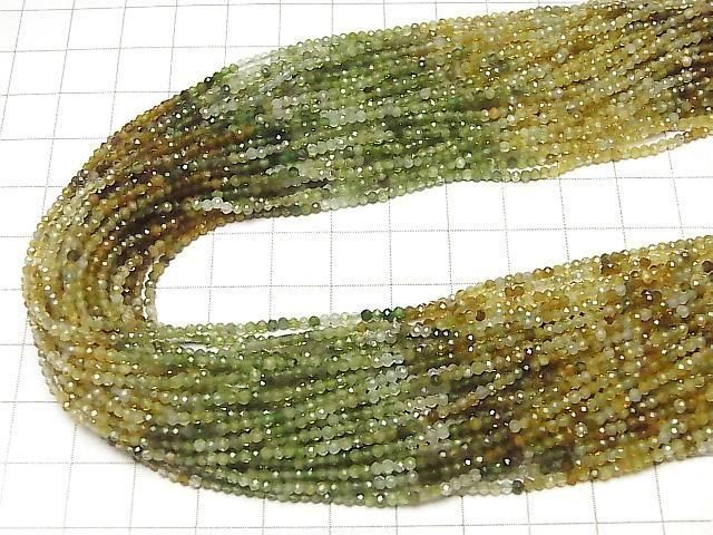 Haute qualité ! Tourmaline Vert-Brun AAA-Ronde facettée 2mm 1 brin de perles (environ 15 pouces/37 cm)