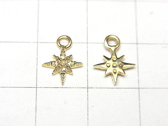 18KGP 鑽石星星吊飾 8x8x1.5mm 1個