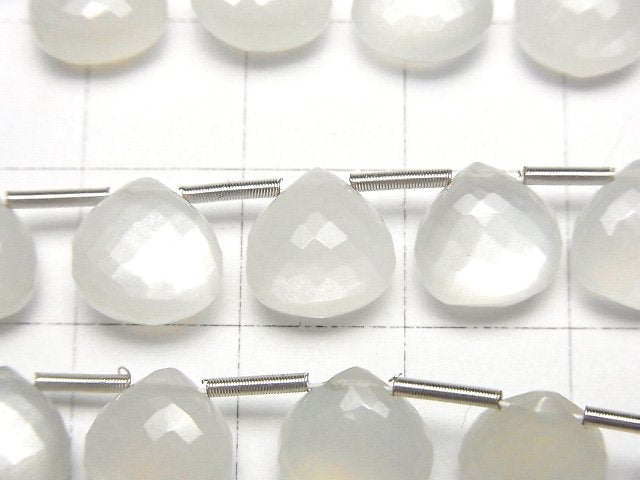MicroCut High Quality White Moonstone AAA Chestnut Faceted Briolette 1strand (8pcs)