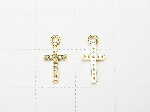 Diamond Cross Charm 10x6x1.5mm 18KGP 1pc