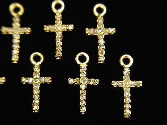 Diamant-Kreuz-Anhänger 10x6x1.5mm 18KGP 1 Stück