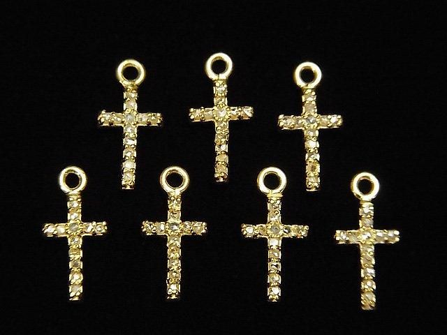 Breloque croix diamant 10x6x1.5mm plaqué or 18 carats 1 pièce