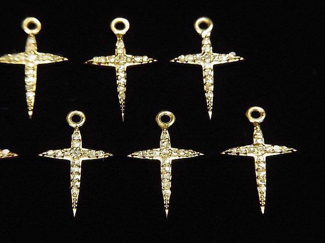 Diamant-Kreuz-Anhänger 14x10x1.5mm 18KGP 1 Stück