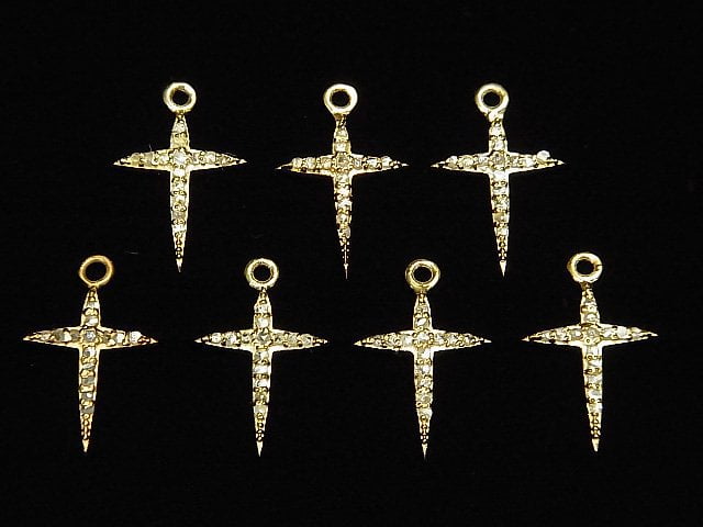 Diamant-Kreuz-Anhänger 14x10x1.5mm 18KGP 1 Stück