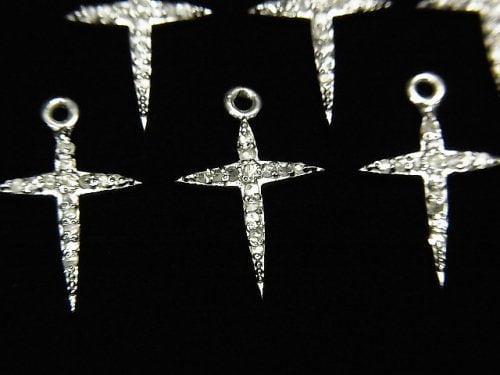 Diamond Cross Charm 14x10x1.5mm Silver925 1pc