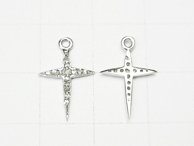 Diamond Cross Charm 14x10x1.5mm Silver925 1pc